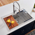 Ruvati 33 X 22 Inch Workstation Ledge Drop In Topmount Kitchen Sink 16 Gauge Stainless Steel Single Bowl Rvh8003
