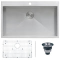 Ruvati Rvh8000 Stainless Steel 33 X 21 Single Bowl Drop In Topmount 16 Gauge Zero Radius Kitchen Sink