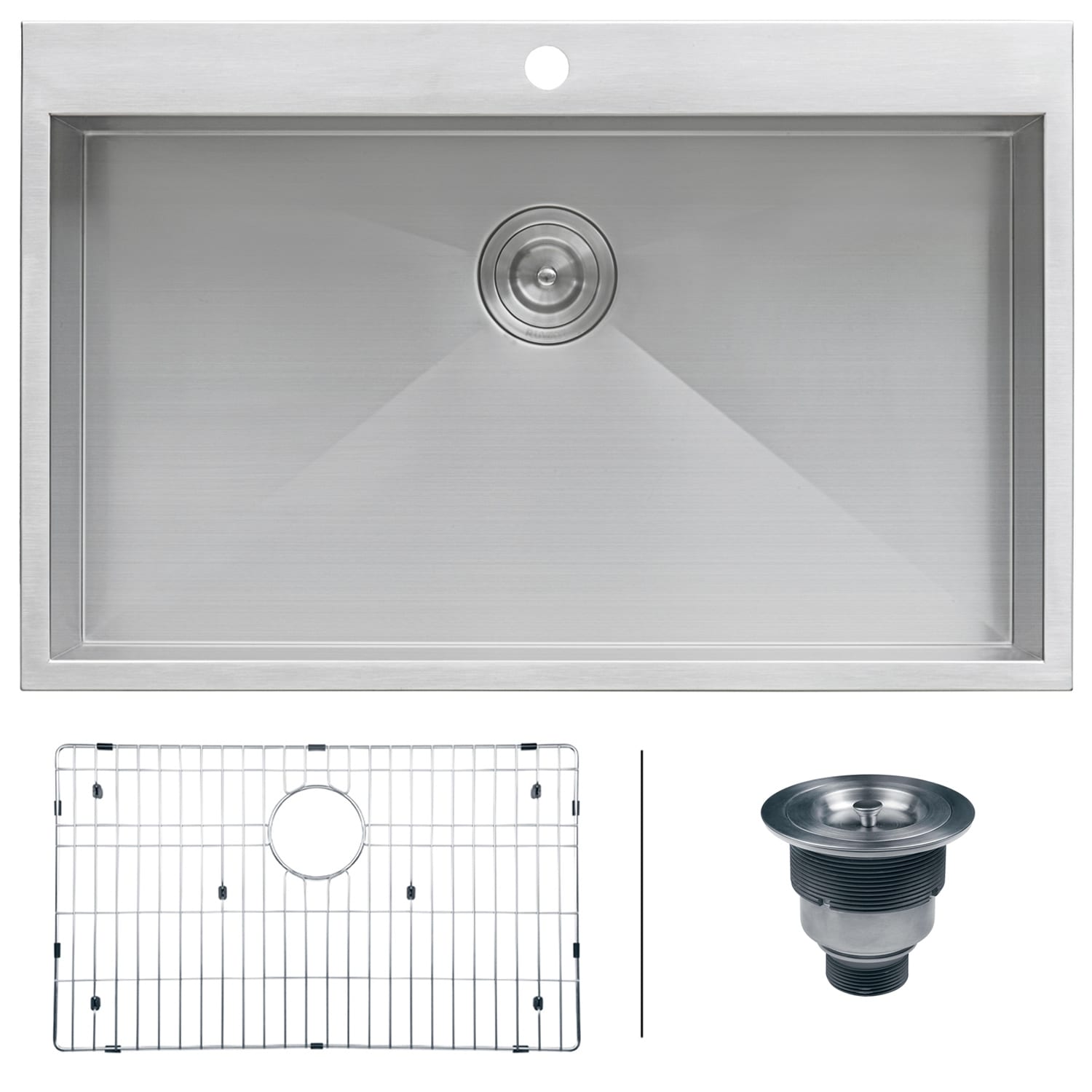 Ruvati Rvh8000 Stainless Steel 33 X 21 Single Bowl Drop In Topmount 16 Gauge Zero Radius Kitchen Sink