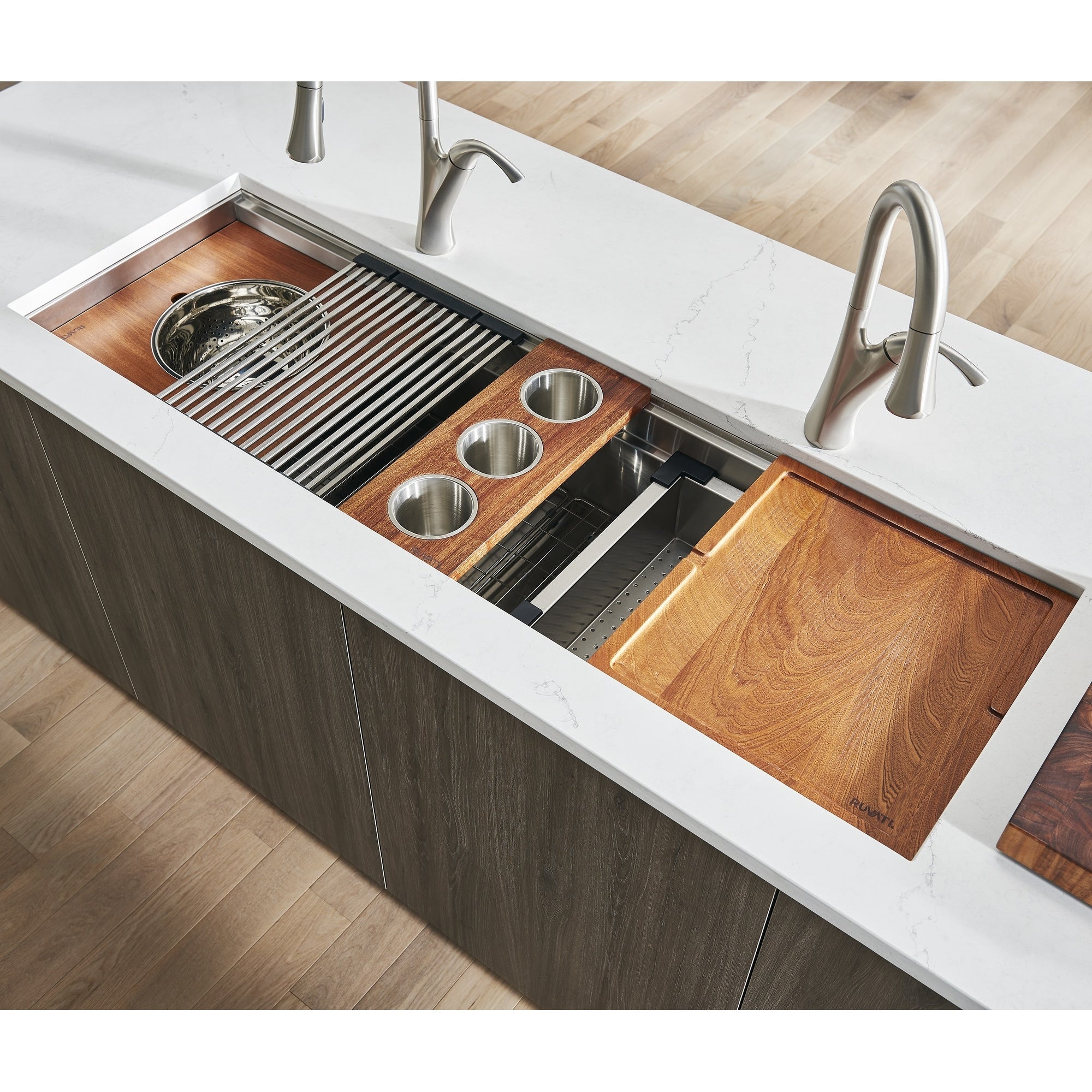 Ruvati 45 Workstation Two Tiered Ledge Kitchen Sink Undermount Single Bowl 16 Gauge Stainless Steel Rvh8333