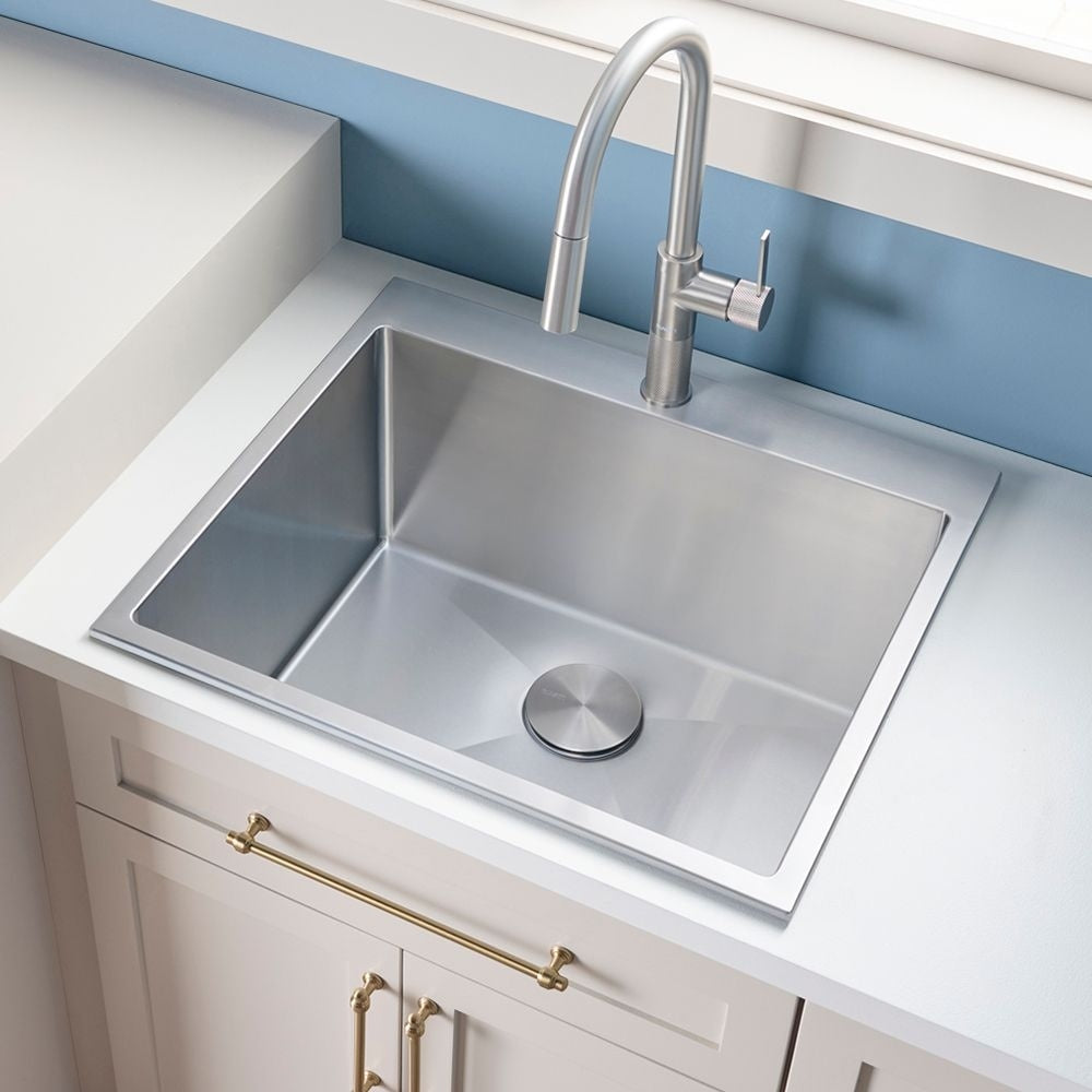 Ruvati Topmount Laundry Utility Sink 25 X 22 X 12 Tight Radius Deep 16 Gauge Stainless Steel Rvu6015