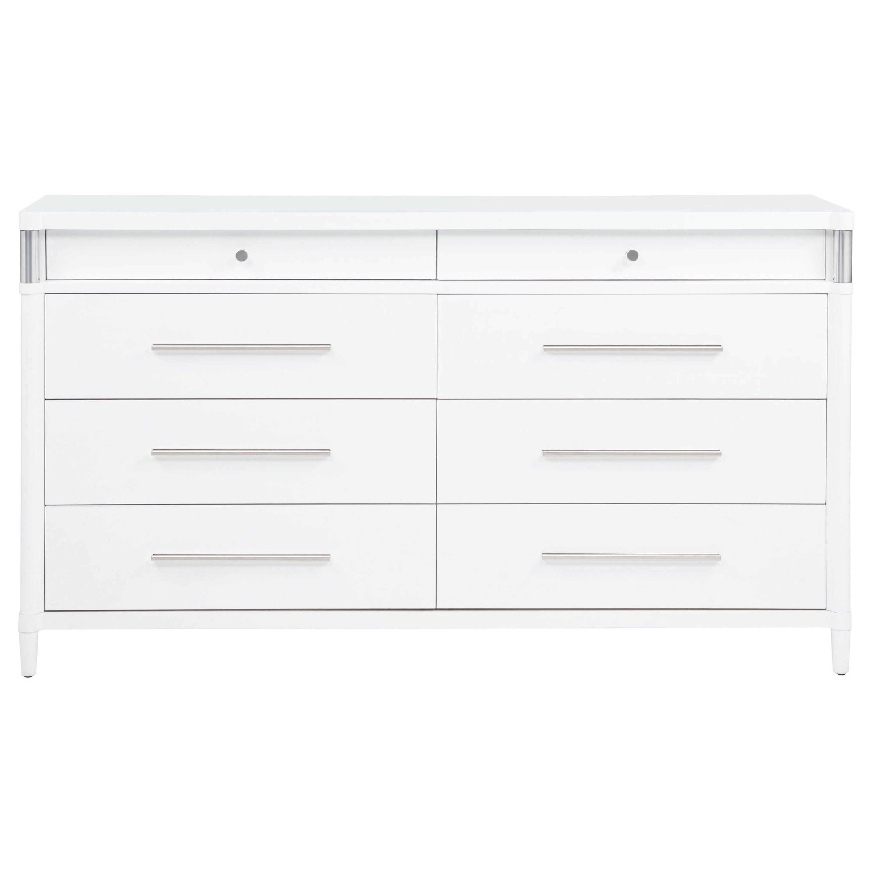 Ruvie Wide Dresser 8 Drawers W Felt Lined Jewellery Drawer White Wood