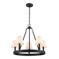 Rydell 24.5 Inch Wide 5 Light Chandelier In Matte Black And Parchment 24.5In W X 24.5In D X 20In H