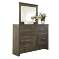 Rye 2Pc Dresser And Mirror Set 6 Drawers W Cabinet Dark Brown