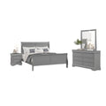 Ryla 4Pc Queen Bedroom Set With Nightstand Dresser And Mirror Neutral Gray
