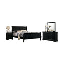 Ryla 4Pc Queen Bedroom Set With Nightstand Dresser Mirror In Classic Black