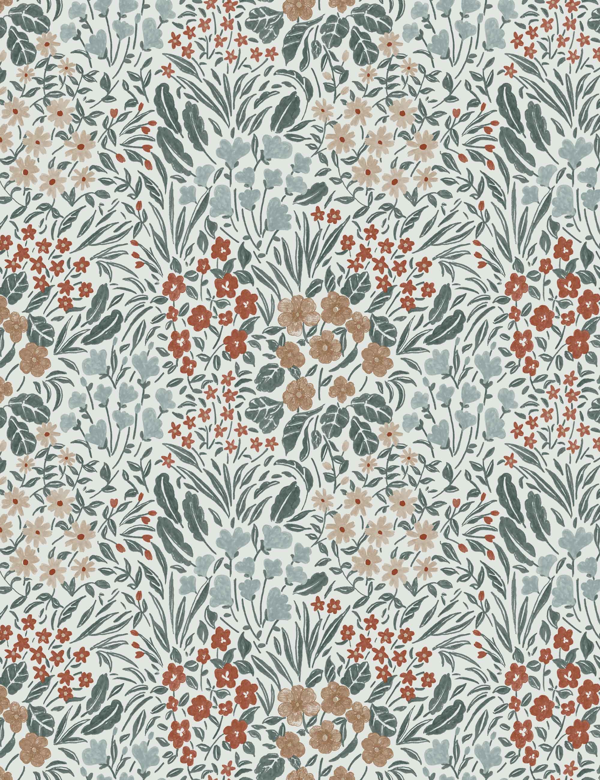 Rylee + Cru Floral Field Wallpaper Dark Swatch
