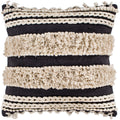 Rylie Charcoal Bohemian Braided Shag Throw Pillow Cover 18 X 18