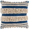 Rylie Navy Bohemian Braided Shag Throw Pillow Cover 22 X 22