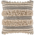 Rylie Taupe Bohemian Braided Shag Throw Pillow Cover 22 X 22