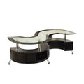 S Shape Contemporary Wood Base Coffee Table With Glass Top Silver And Brown