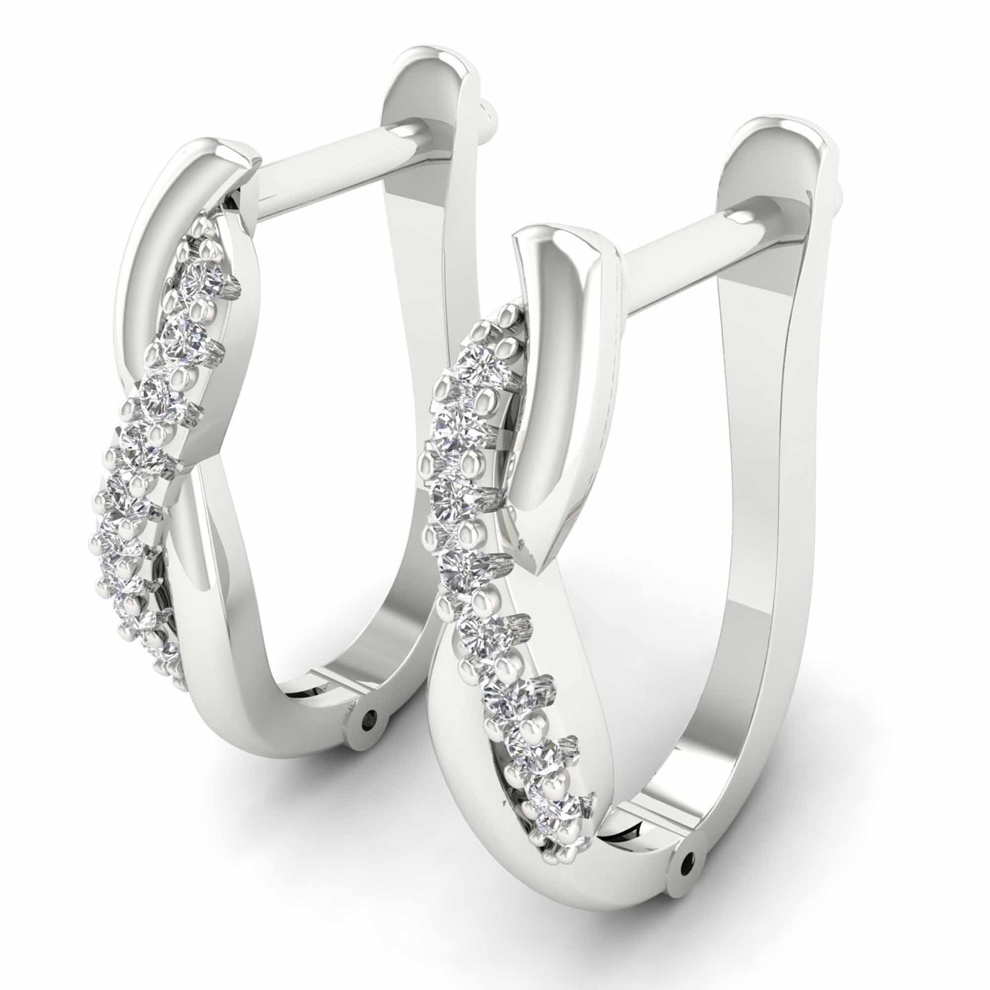 Sterling Silver 1 10Ct Diamond Hoop Earrings