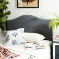 Safavieh Connie Grey Velvet Camelback Headboard Silver Nailhead