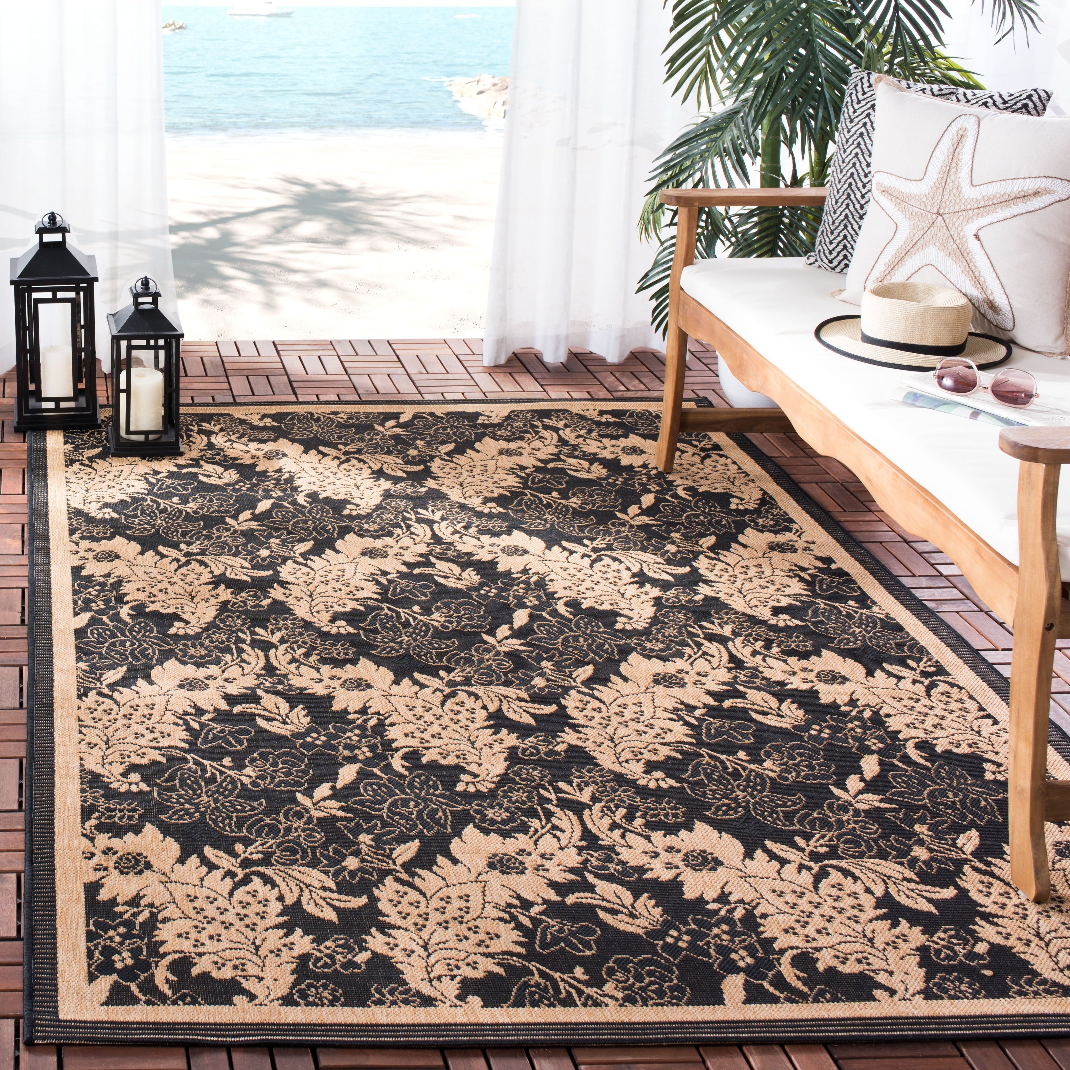 Safavieh Courtyard Divine Black Natural Indoor Outdoor Runner Rug 23 X 67 Runner