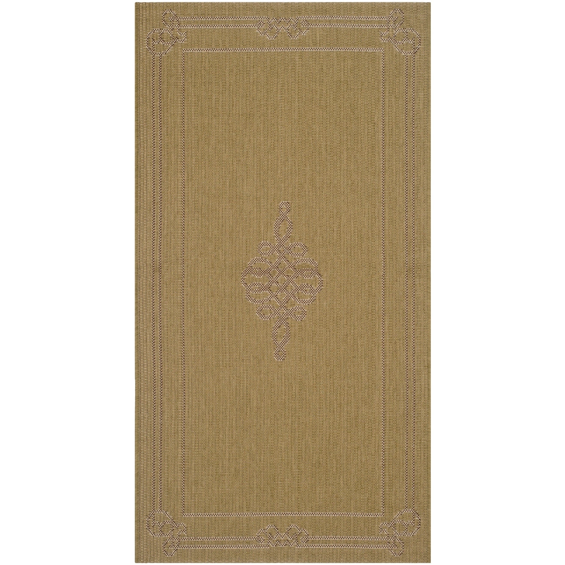 Safavieh Courtyard Earth Green Cream Indoor Outdoor Rug 27 X 5