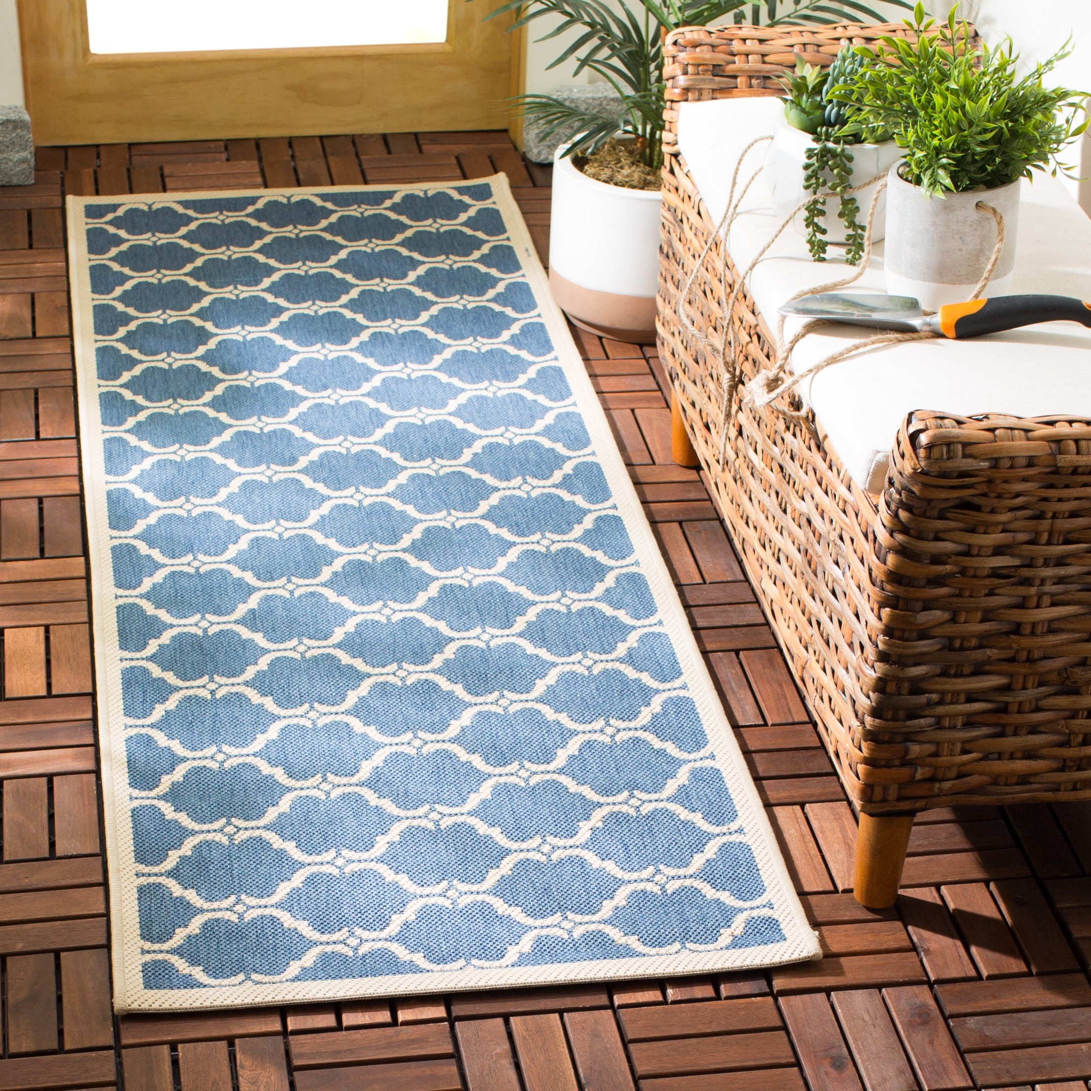 Safavieh Courtyard Moroccan Yellow Beige Indoor Outdoor Rug 53 X 77