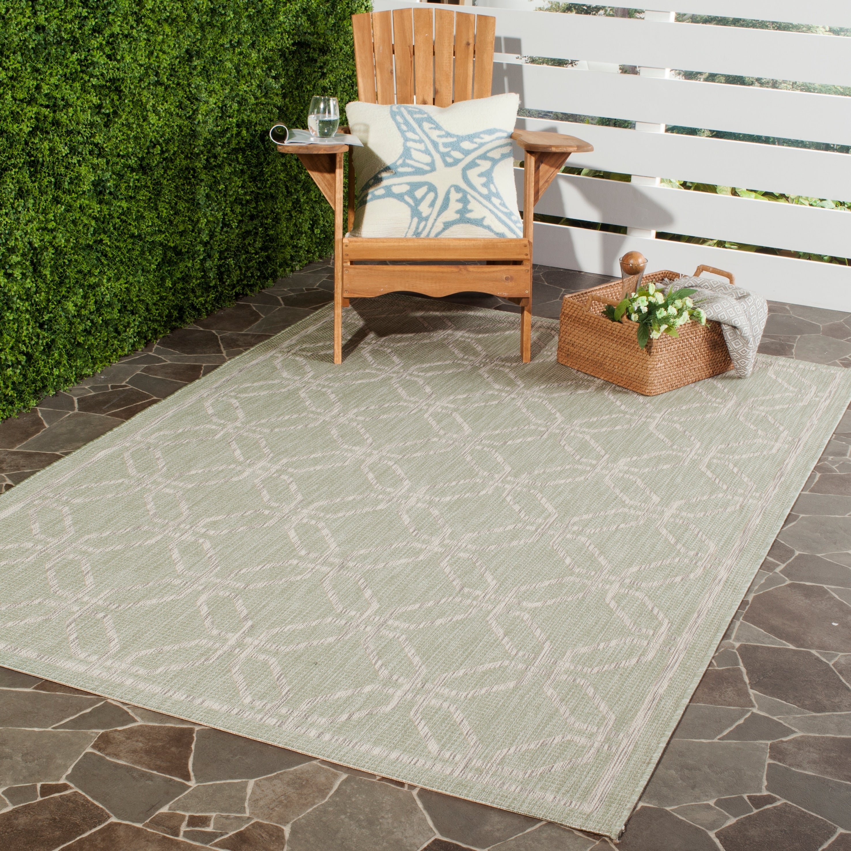Safavieh Indoor Outdoor Courtyard Green Grey Rug 8 X 11