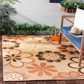 Safavieh Courtyard Flowers Natural Blue Indoor Outdoor Rug 2 7 X 5
