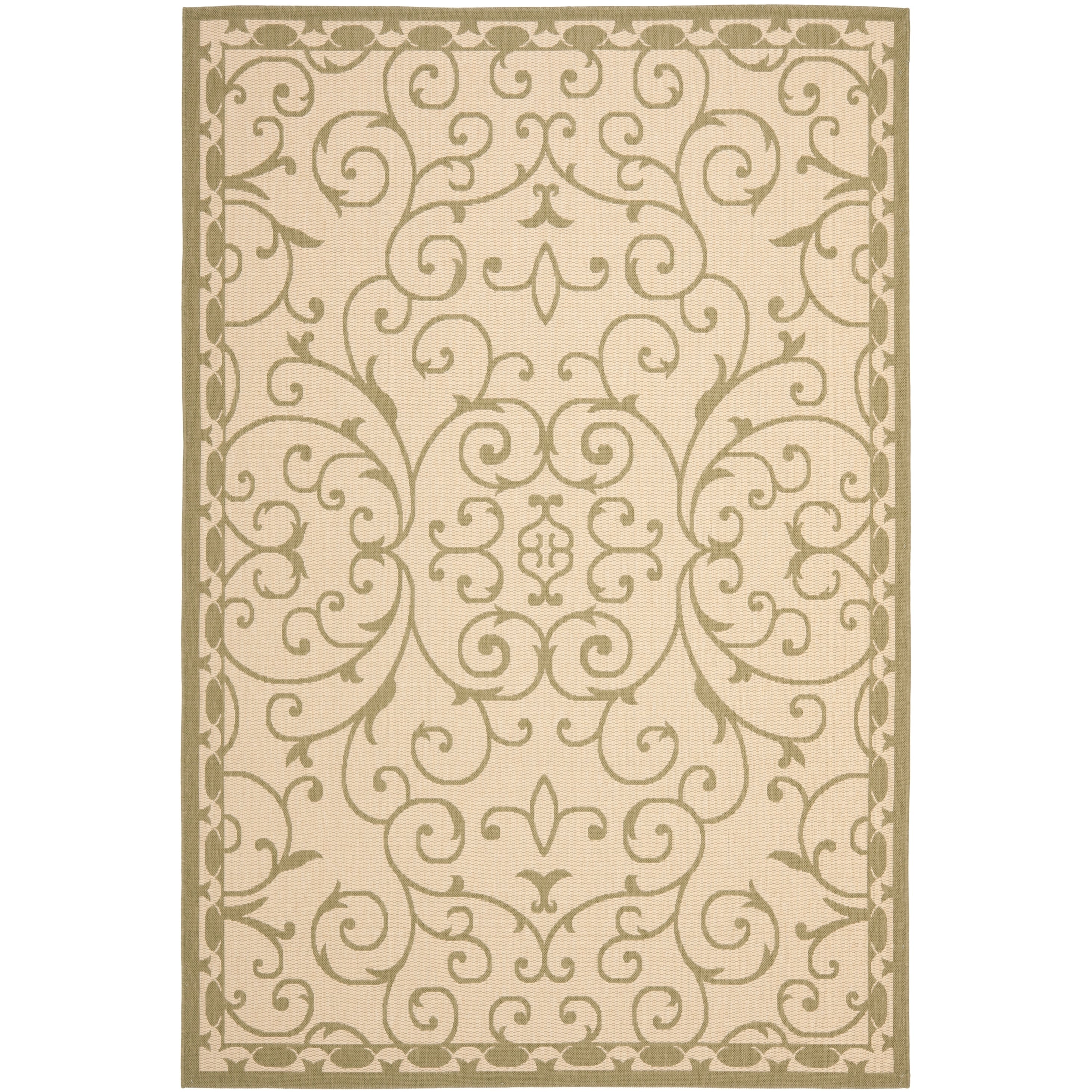 Safavieh Indoor Outdoor Courtyard Cream Green Rug 67 X 96