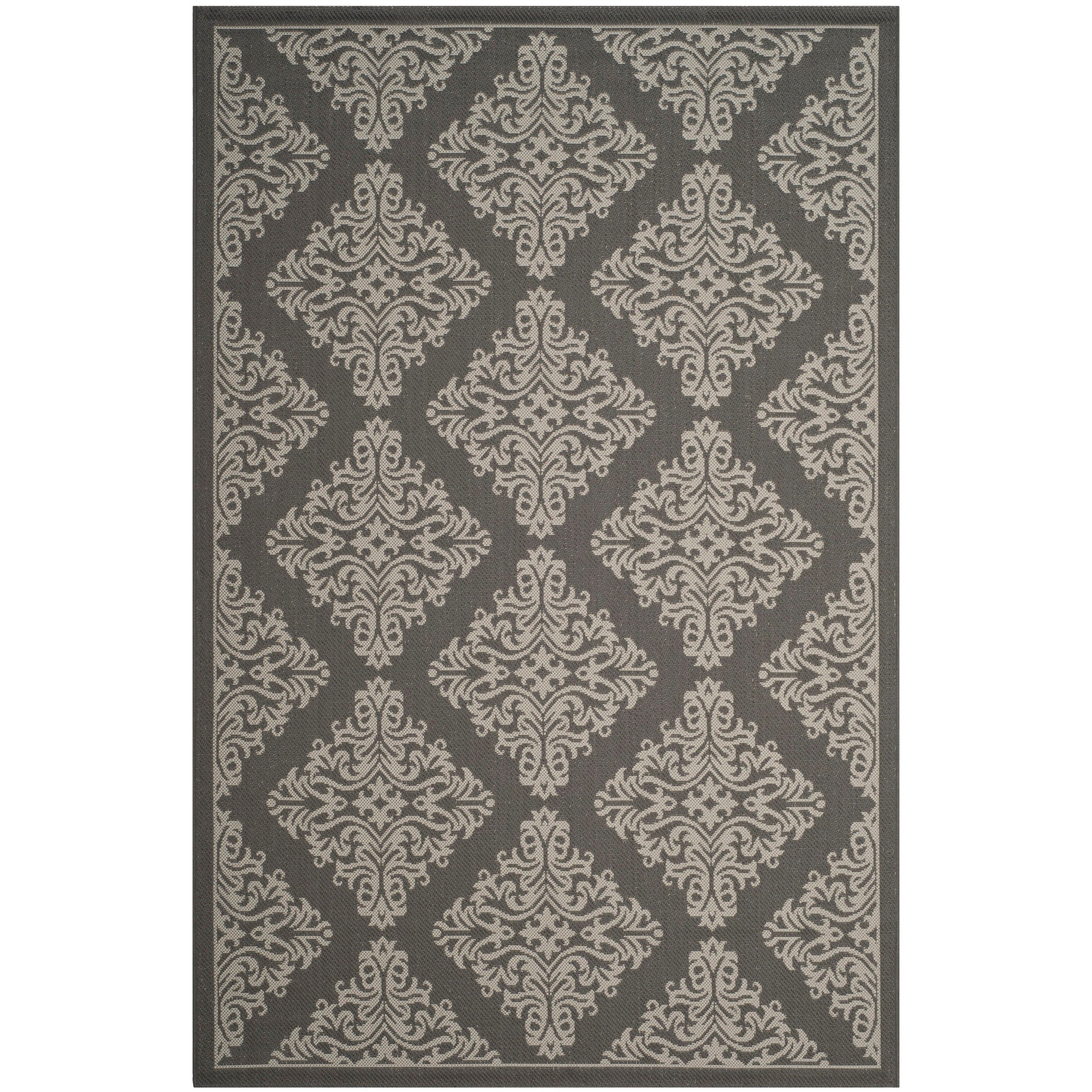 Safavieh Courtyard Contemporary Geometric Light Grey Fuchsia Rug 4 X 57