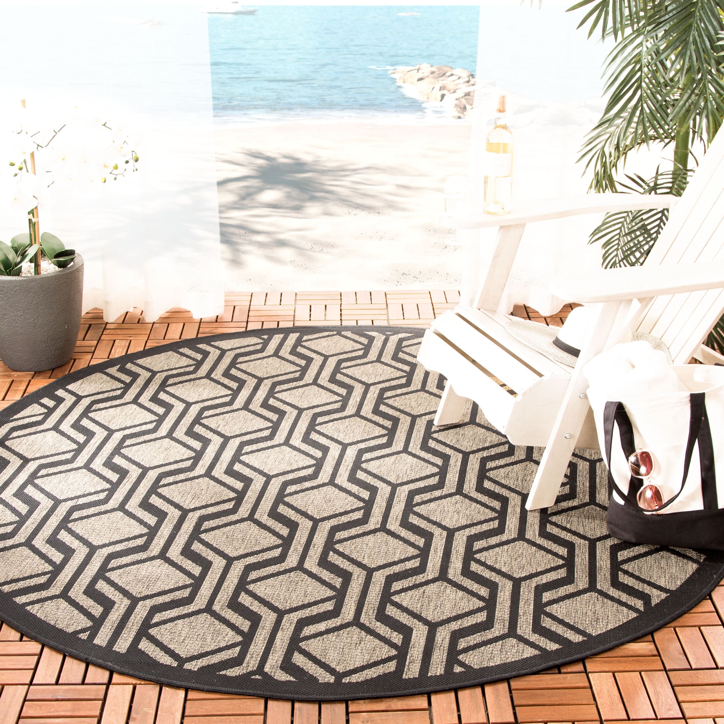 Safavieh Courtyard Transitional Geometric Brown Black Rug 23 X 8 Runner