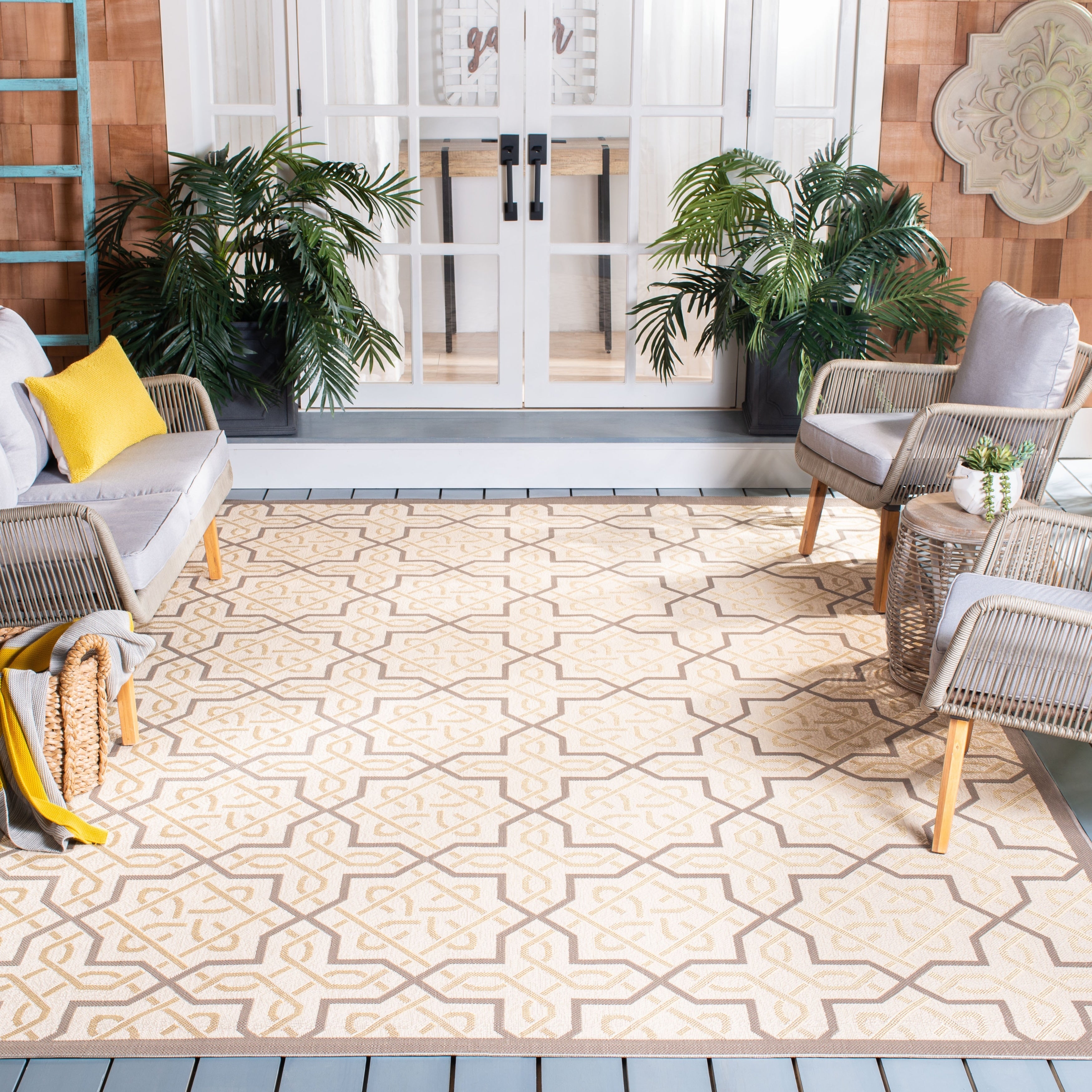 Safavieh Light Grey Anthracite Indoor Outdoor Rug 53 X 77