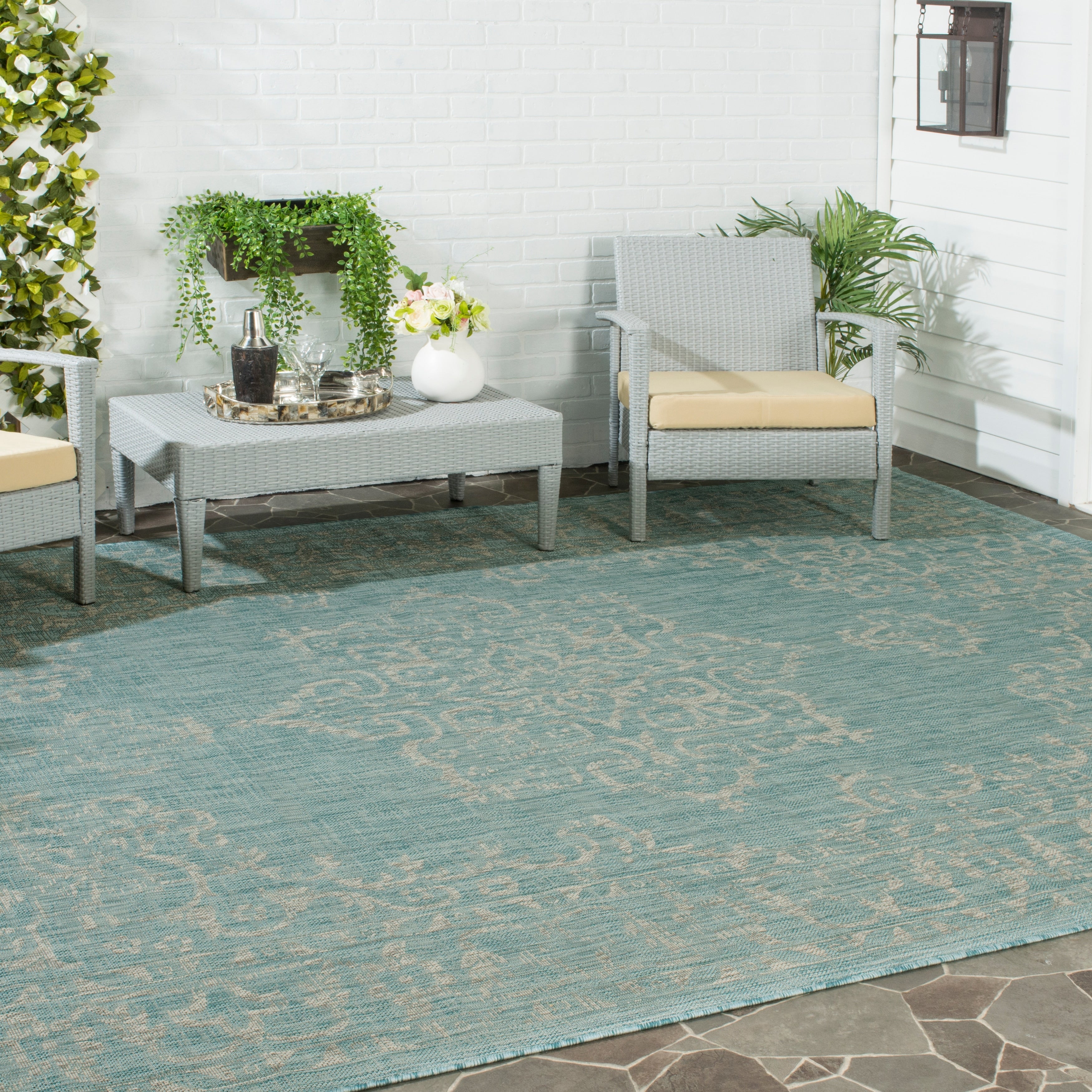 Safavieh Courtyard Moroccan Indoor Outdoor Blue Grey Area Rug 8 X 10