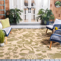 Safavieh Poolside Cream Green Indoor Outdoor Bordered Rug 67 X 96