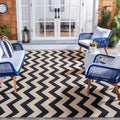 Safavieh Courtyard Zig Zag Chevron Black Beige Indoor Outdoor Rug
