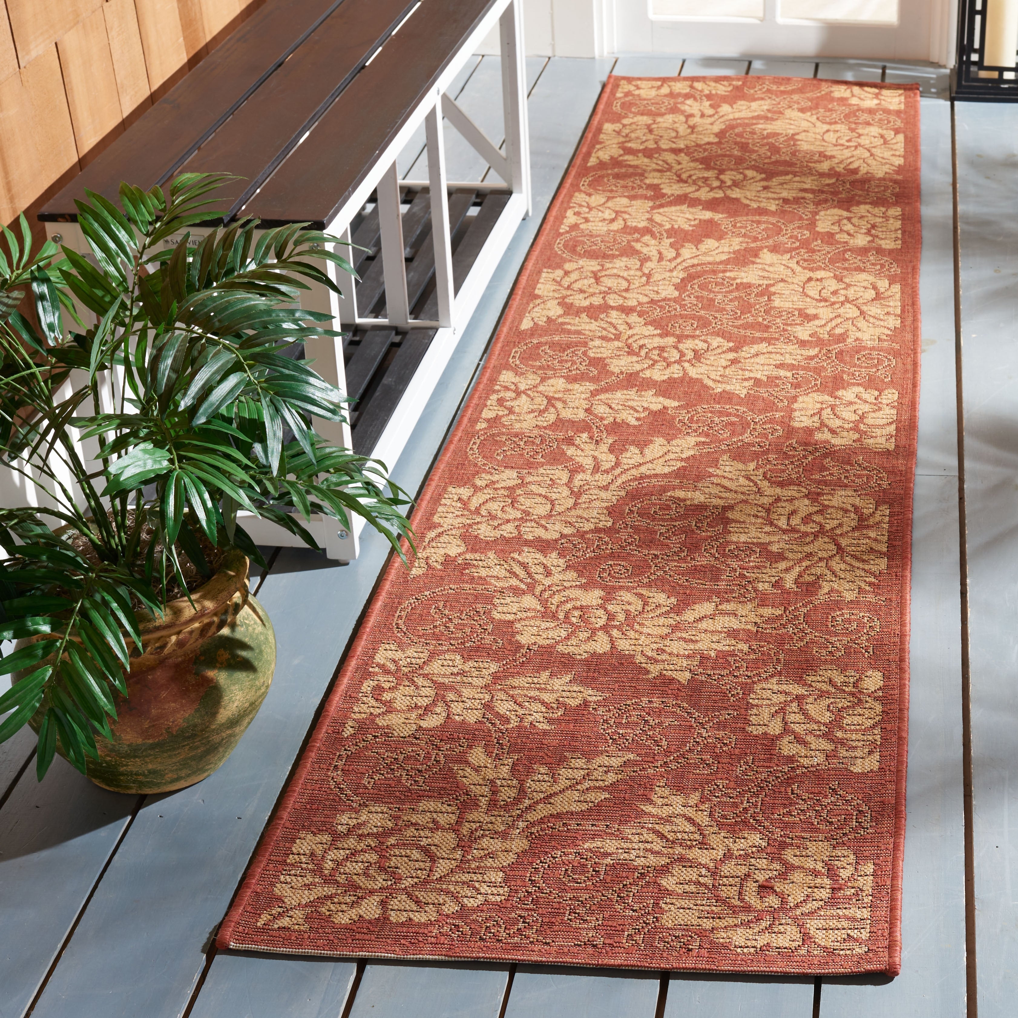 Safavieh Indoor Outdoor Brick Red Natural Rug 4 X 57