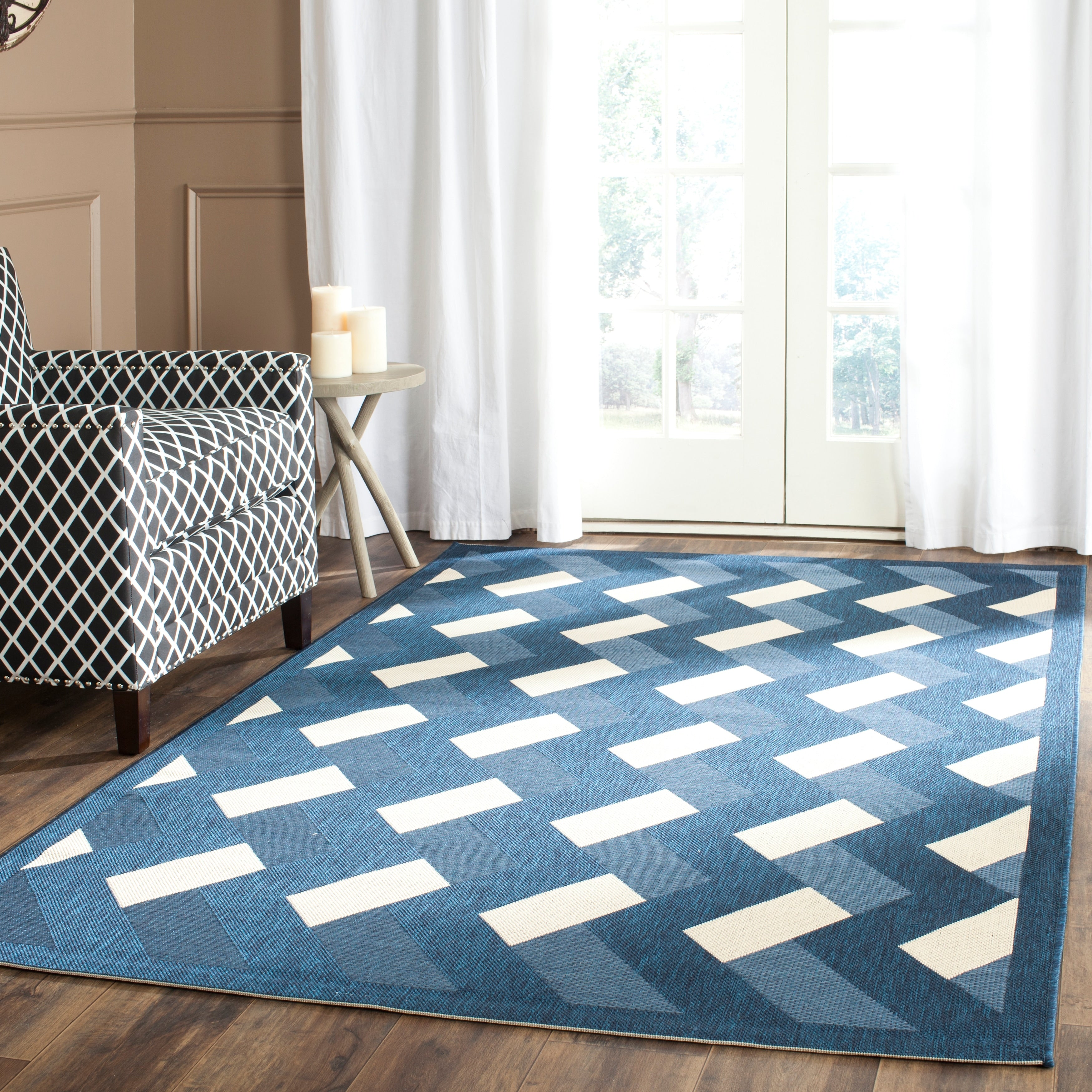 Safavieh Courtyard Contemporary Indoor Outdoor Black Brown Rug 53 X 77