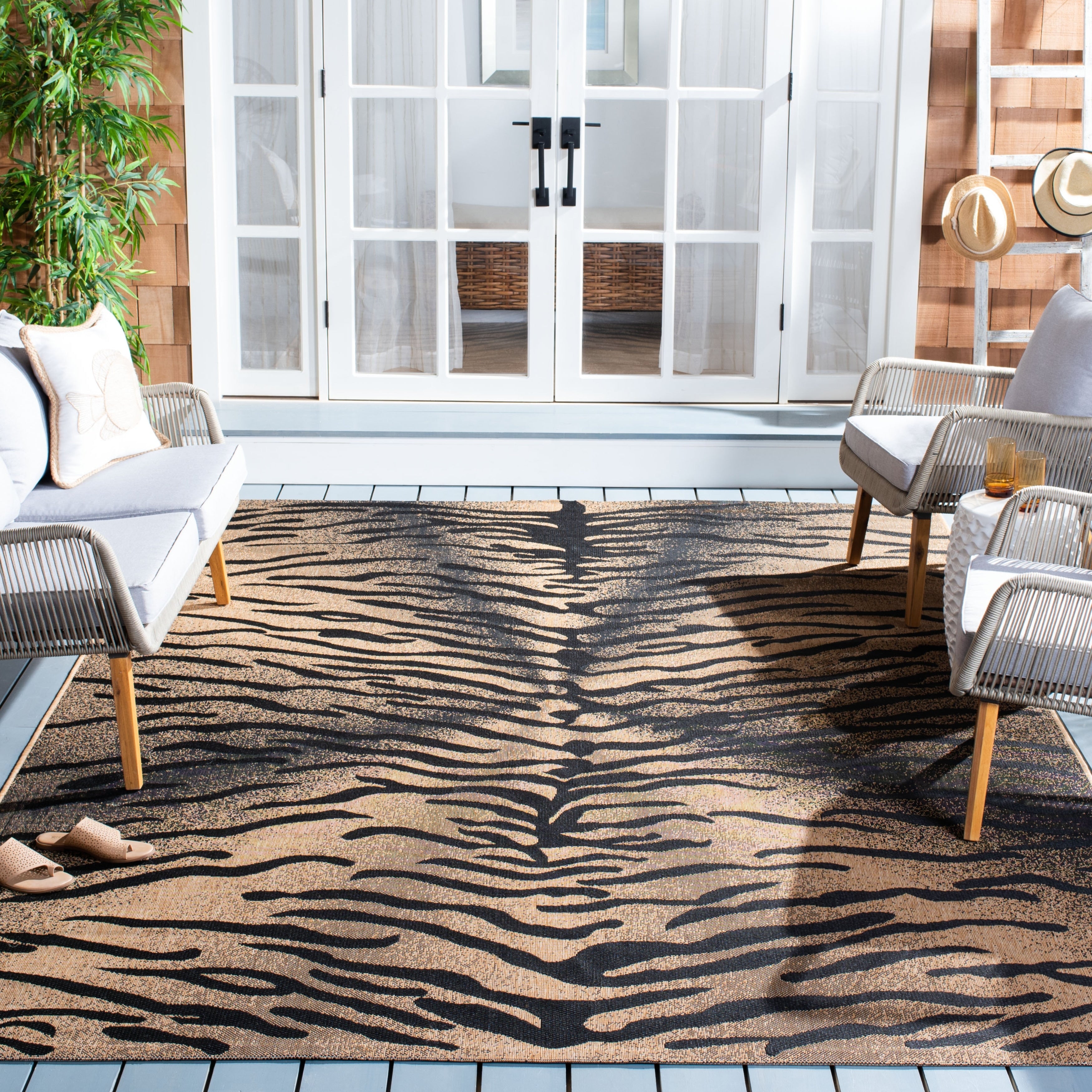 Safavieh Power Loomed Indoor Outdoor Gold Natural Rug 8 X 11