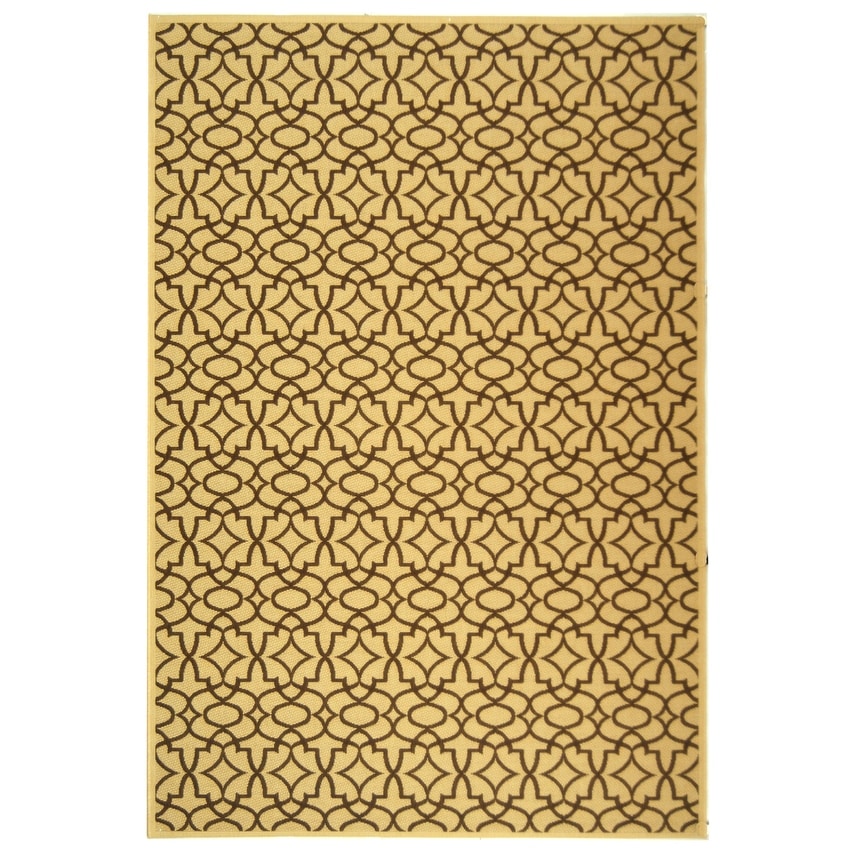Safavieh Courtyard Natural Chocolate Indoor Outdoor Rug 67 X 96