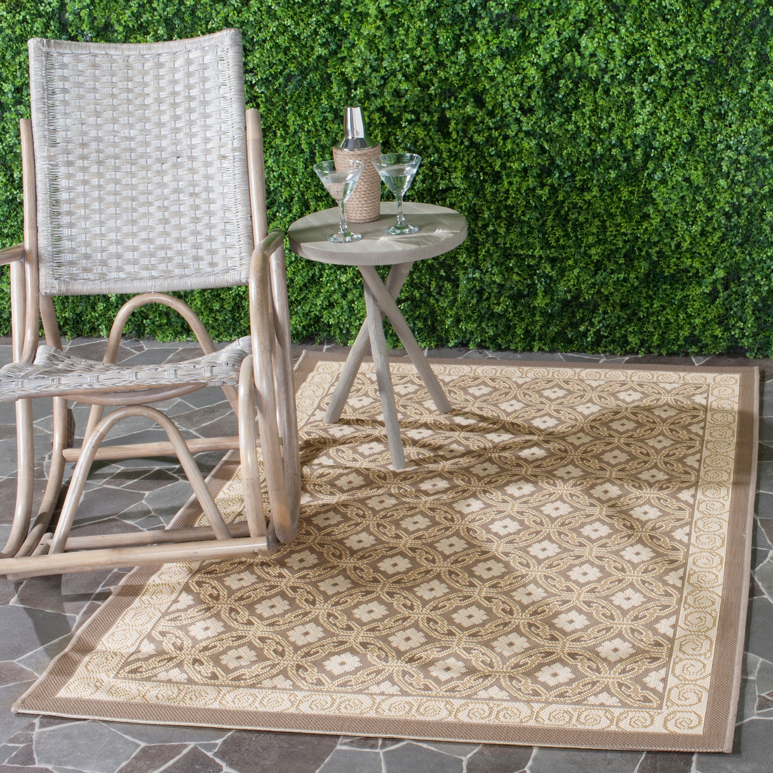 Safavieh Dark Grey Light Grey Indoor Outdoor Rug 53 X 77