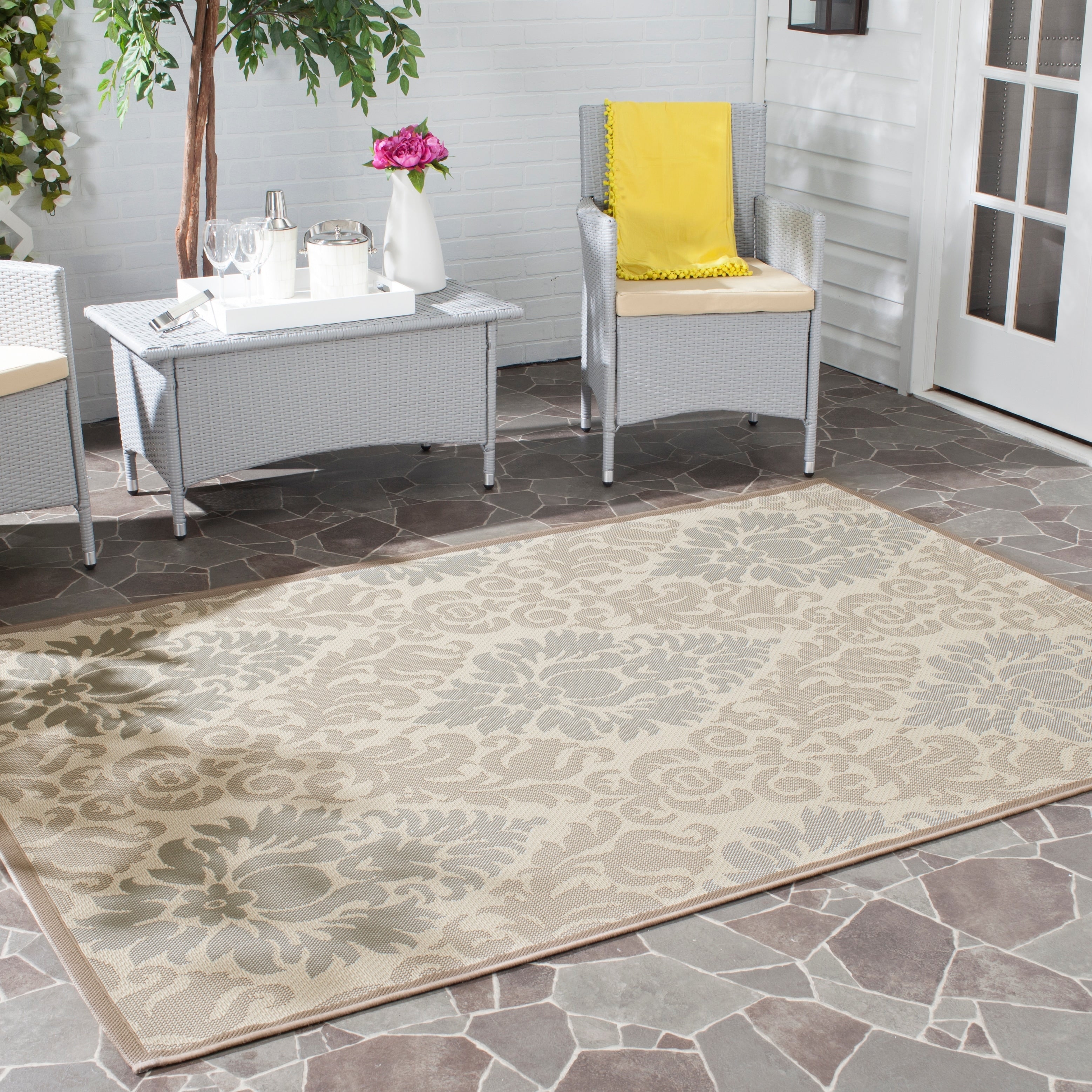 Safavieh Courtyard Light Grey Anthracite Grey Indoor Outdoor Rug