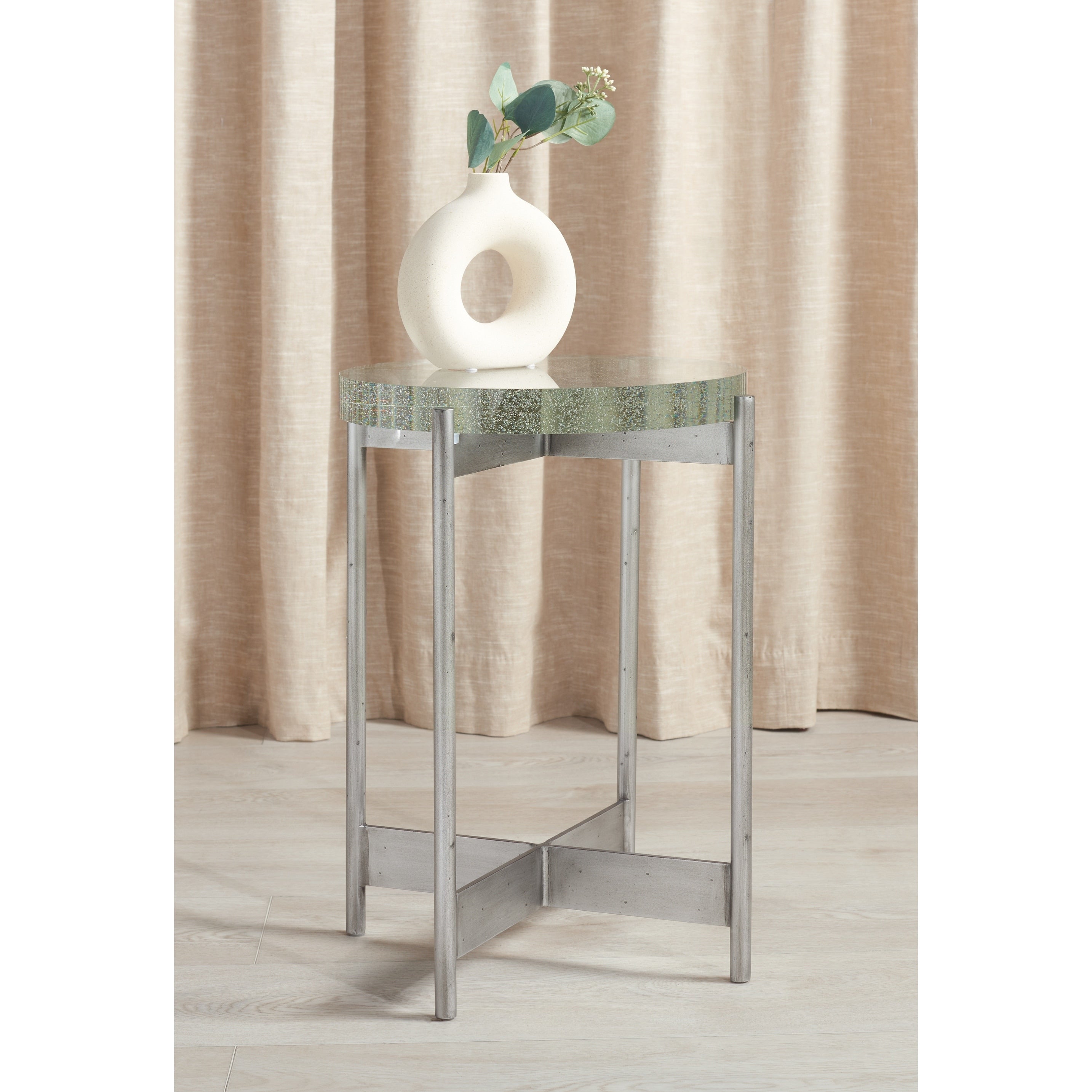 Safavieh Couture Adriella Round Bubble Glass Table 17 W X 17 D X 22 H