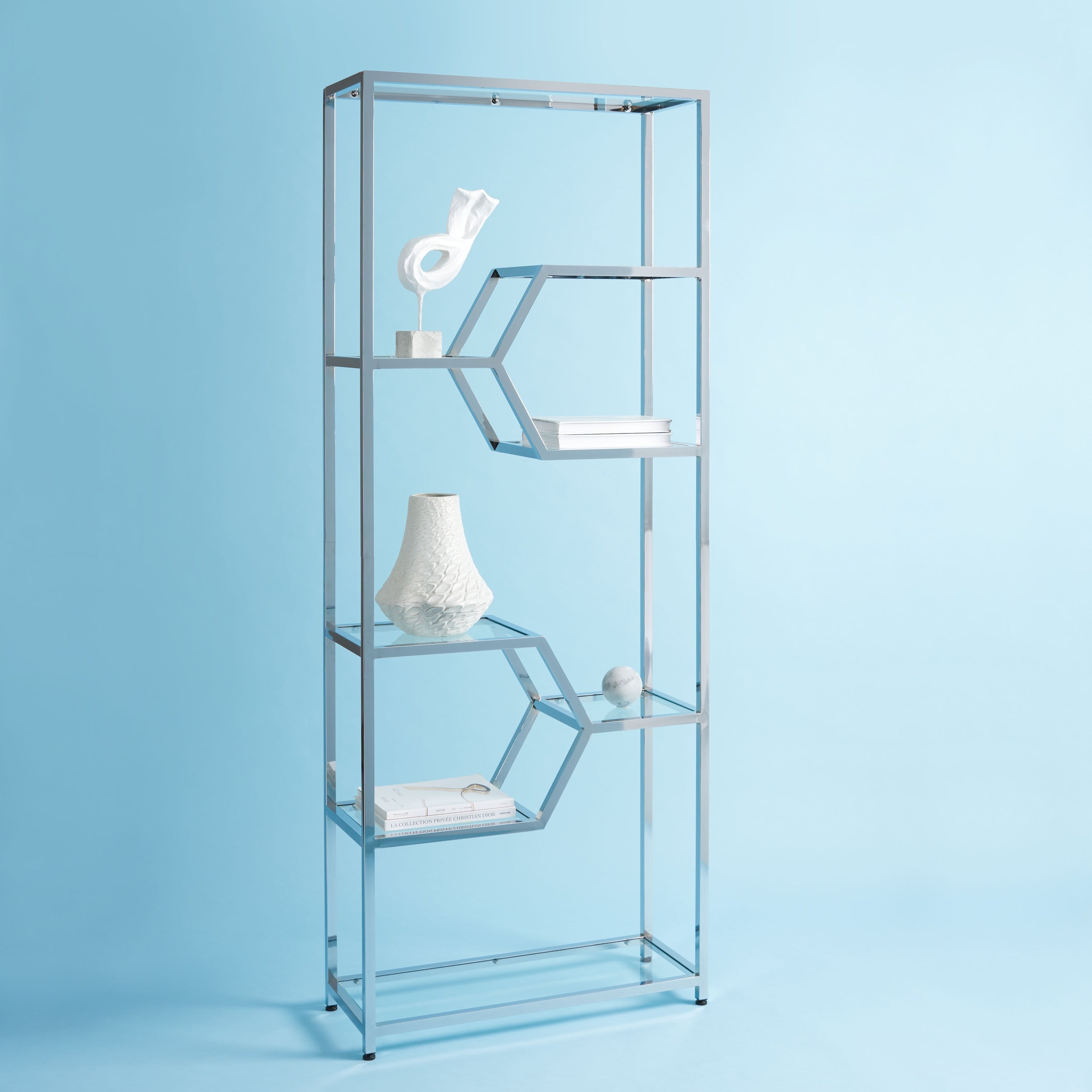 Safavieh Couture Benoit Chrome Bookcase 35 W X 14 D X 91 H