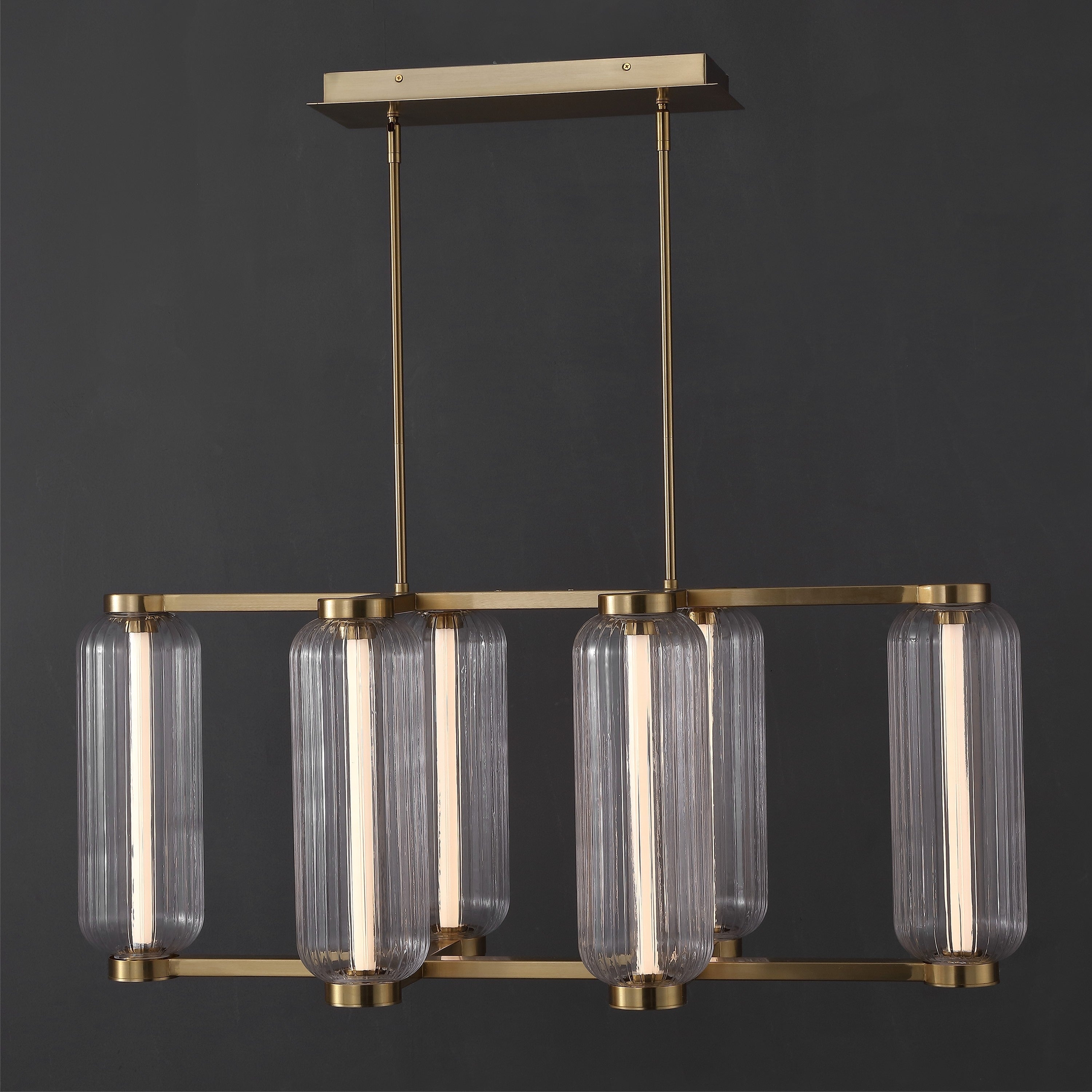 Safavieh Couture Cyndy Rect Glass Chandelier 41 W X 24 D X 17 H
