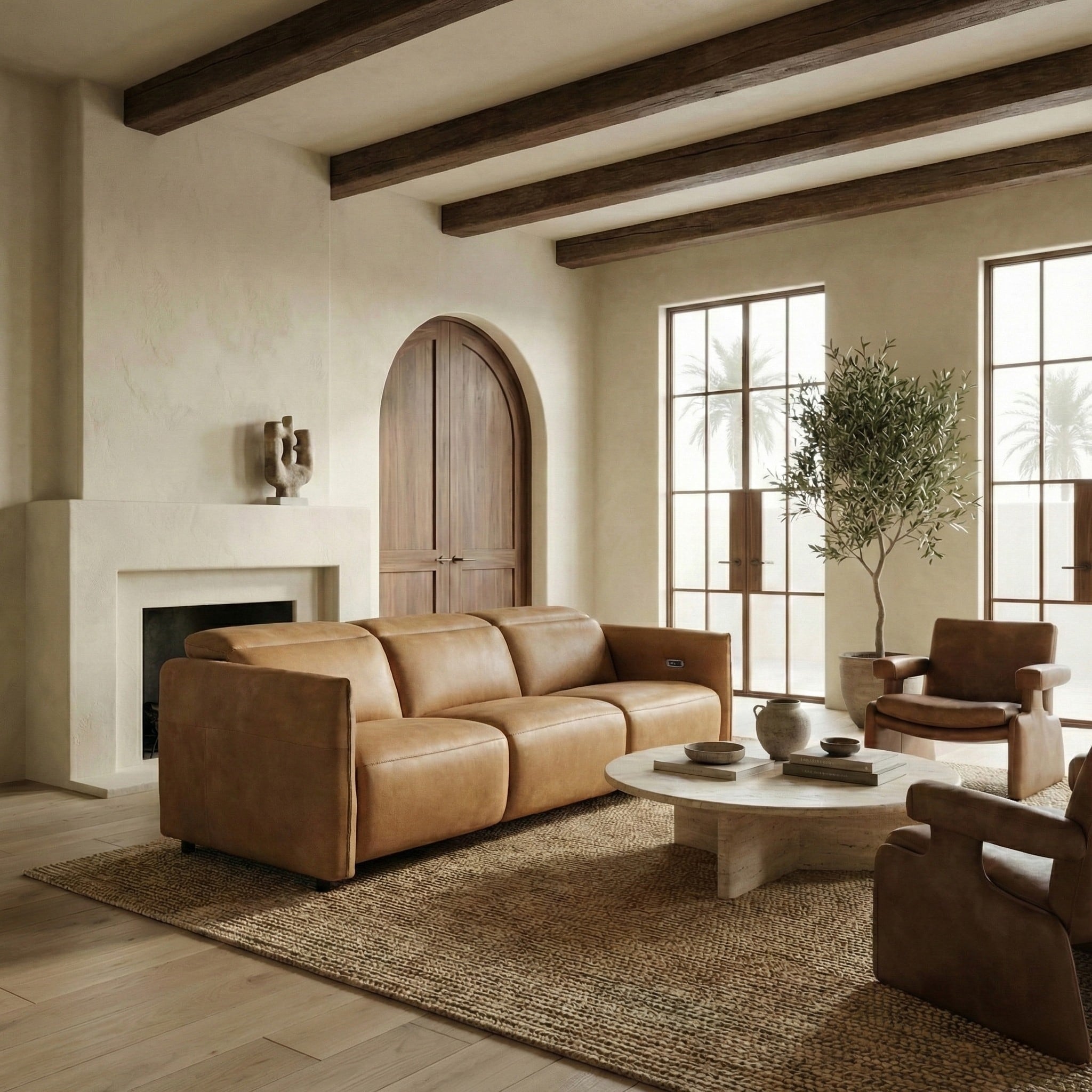 Safavieh Couture Doug Leather Reclining Sofa 107 W X 42 D X 30 H