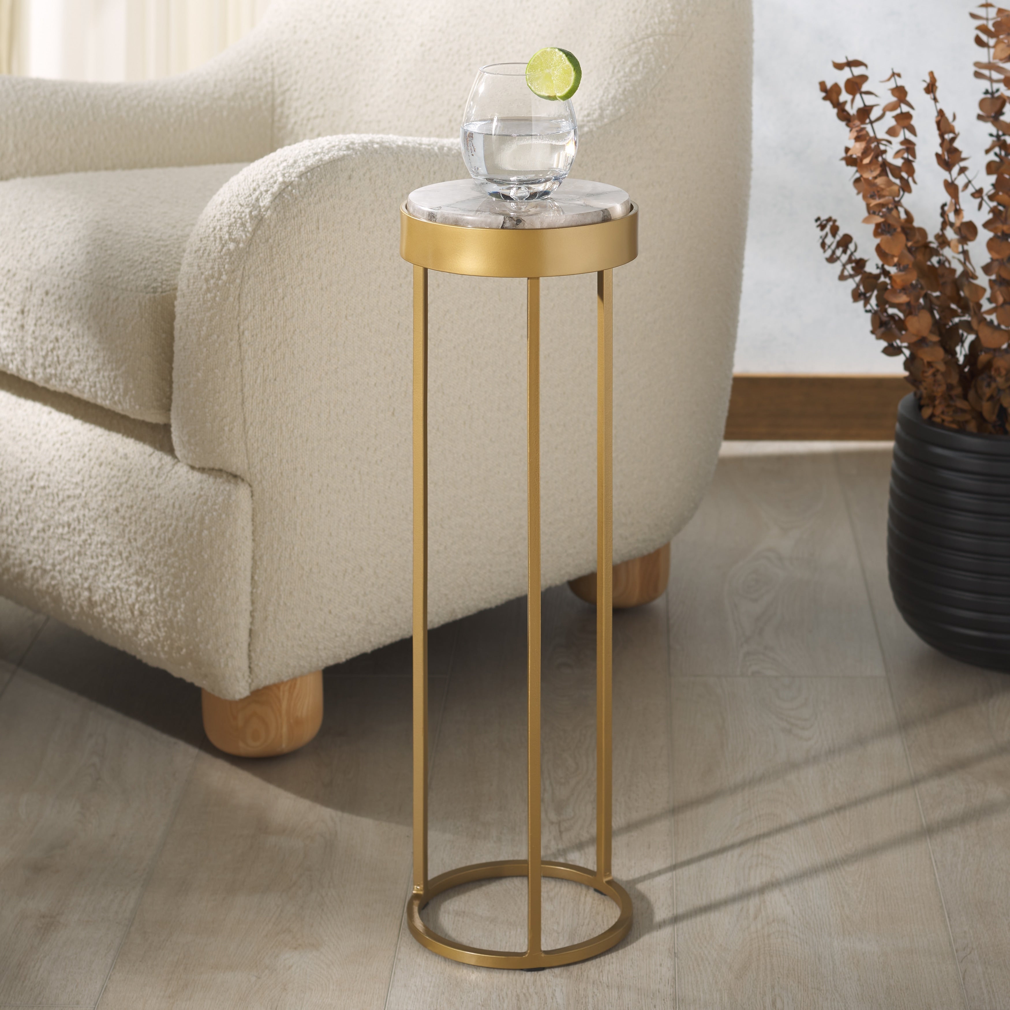 Safavieh Couture Hannahmarie Stone Round Drink Table Fully Assembled 8 W X 8 D X 24 H