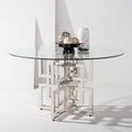 Safavieh Couture Harlan 54 Inch Glass Top Round Dining Table 54 W X 54 D X 30 H