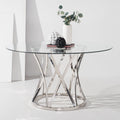 Safavieh Couture High Line Collection Kyrie Chrome Stainless Steel Glass Top Dining Table 54 W X 54 D X 29 H