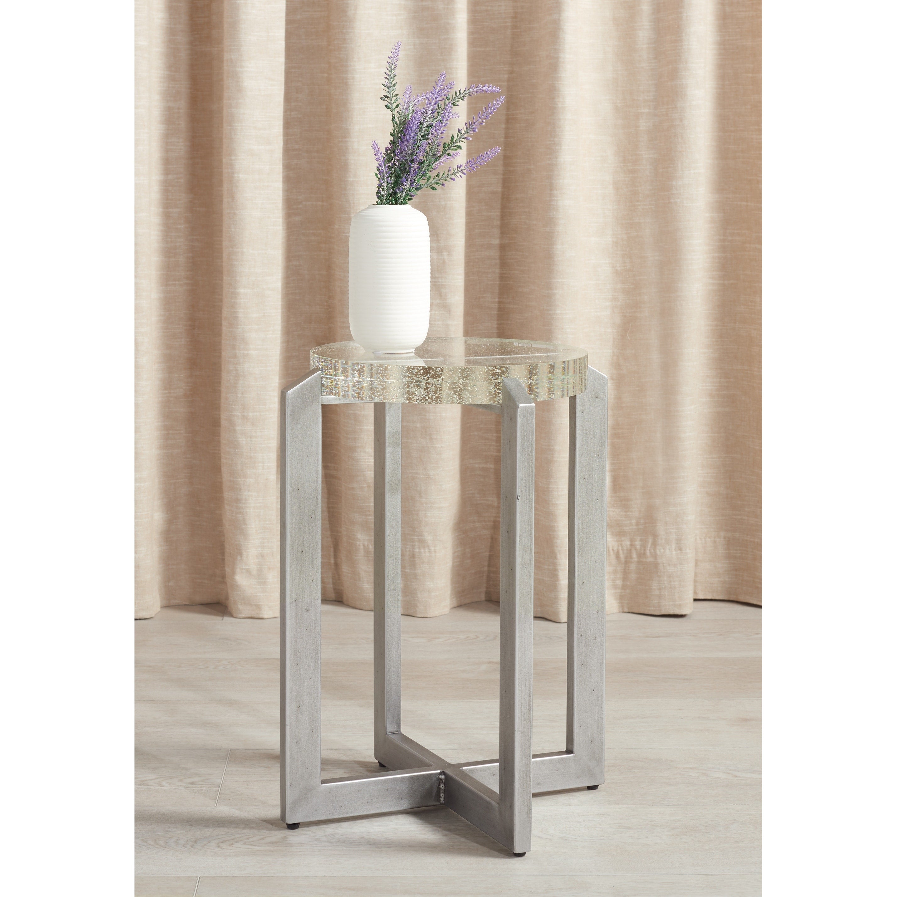 Safavieh Couture Pixie Round Bubble Glass Accent Table 15 W X 15 D X 21 H
