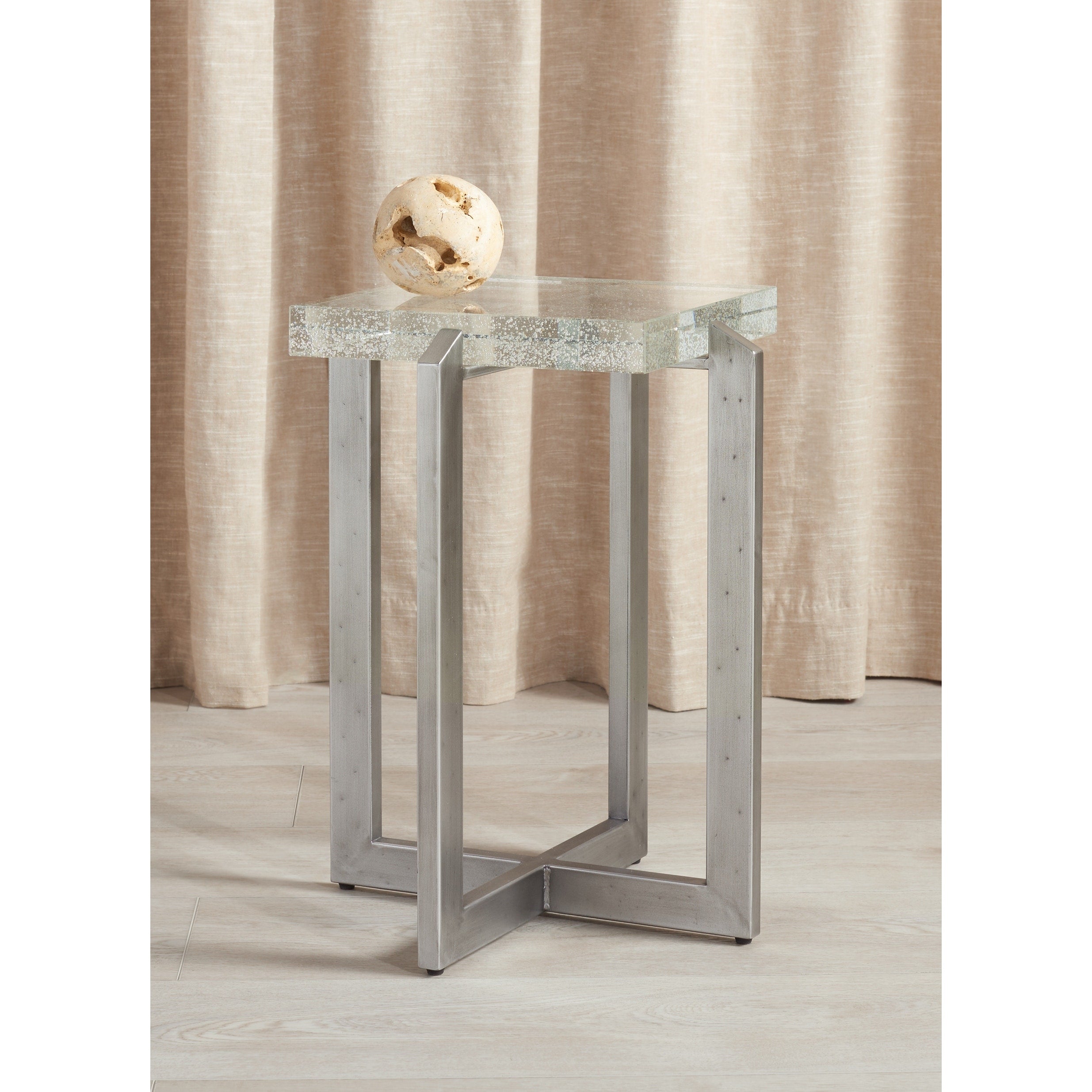 Safavieh Couture Pixie Square Bubble Glass Accent Table 15 W X 15 D X 21 H