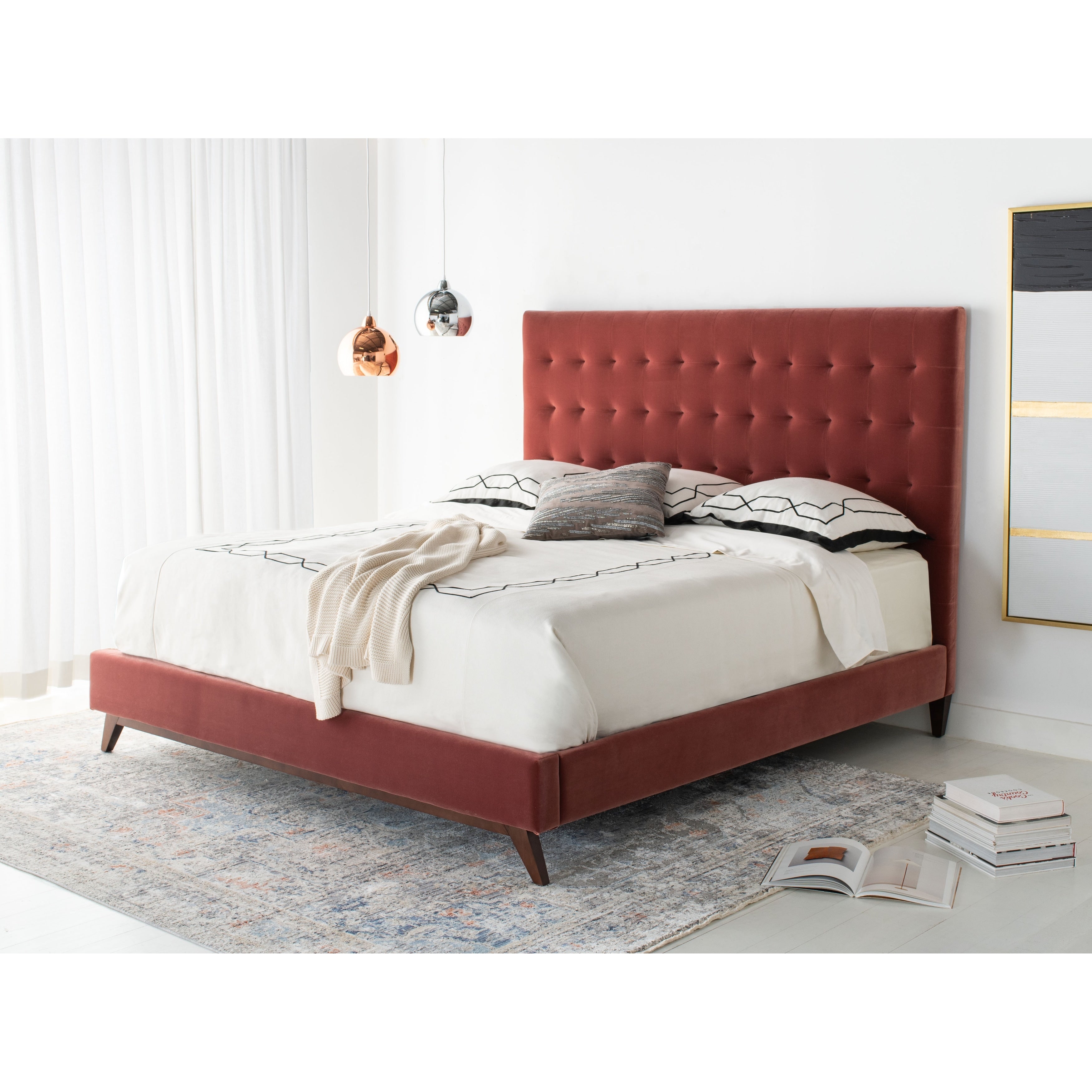 Safavieh Couture Tsarina Velvet Tufted Queen Bed