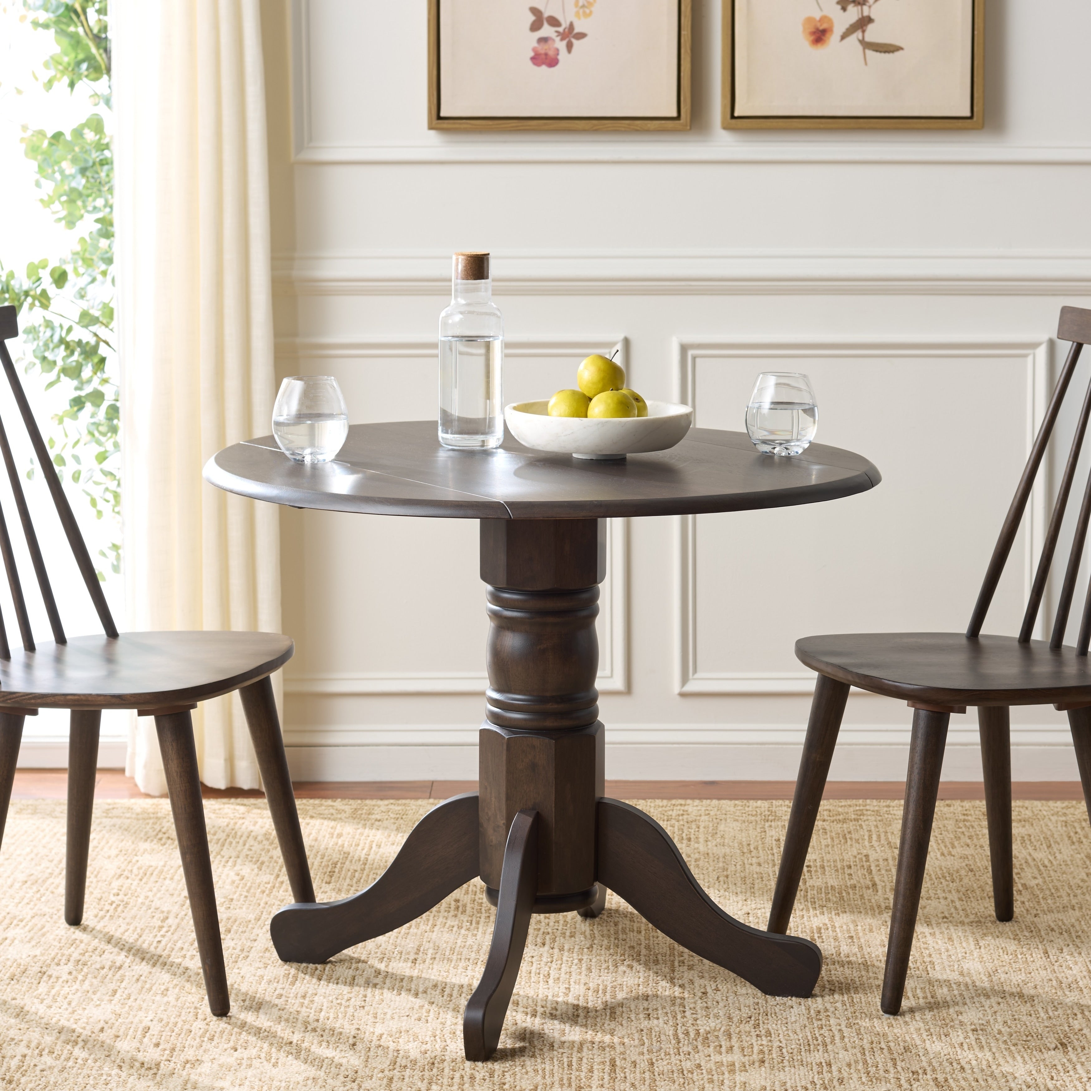 Safavieh Dakari Drop Leaf Dining Table 22 36 Compact Expandable Solid Wood Table 36 W X 36 D X 29 H