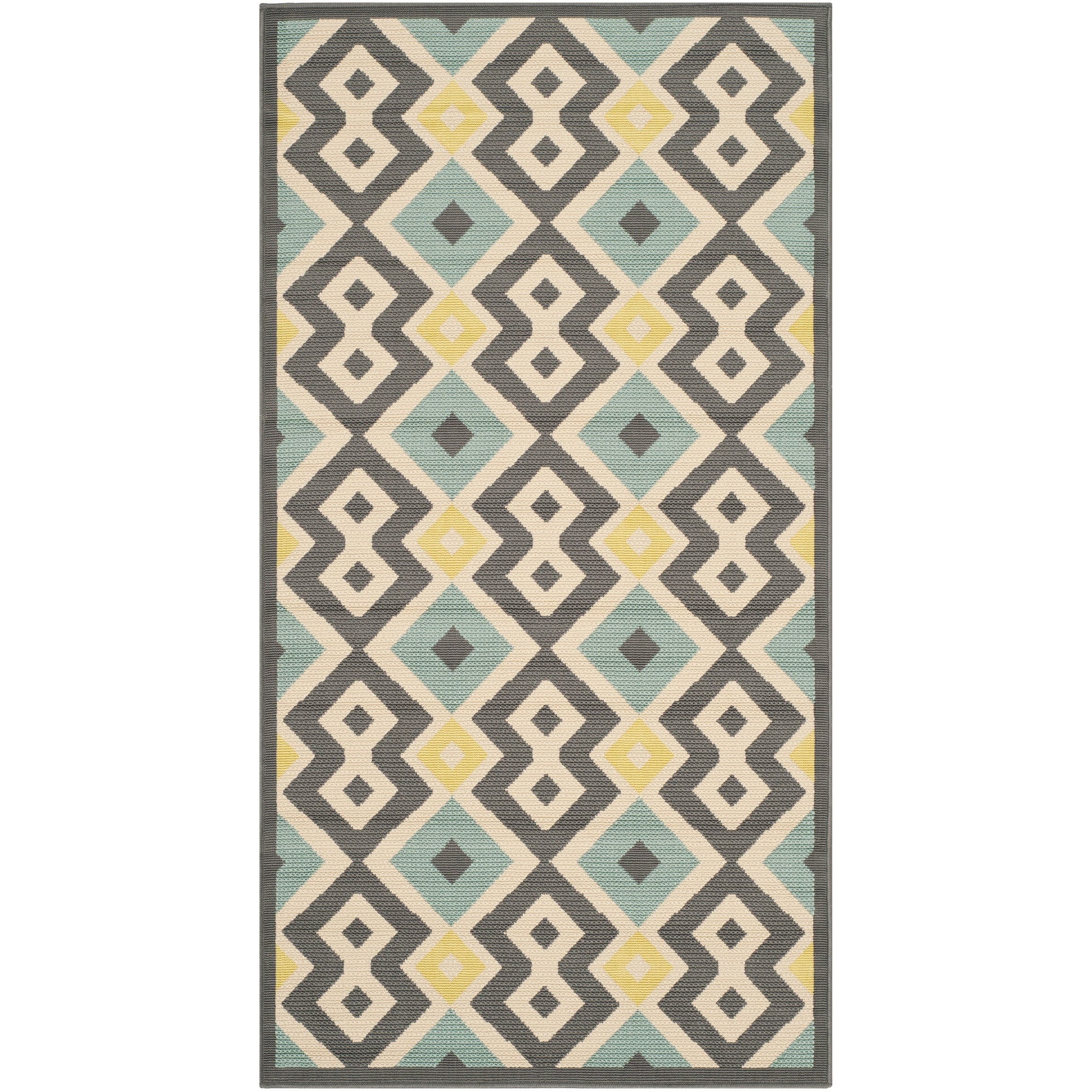 Safavieh Hampton Indoor Outdoor Stain Resistant Dark Grey Light Blue Area Rug 6 7 X 9 6