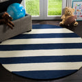 Safavieh Kids Transitional Stripe Hand Tufted Wool Navy Ivory Area Rug 5 X 7