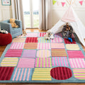 Safavieh Handmade Childrens Stripes Light Blue N.Z. Wool Rug 2 X 3