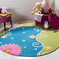 Safavieh Handmade Childrens Lily Pond Blue N. Z. Wool Rug 6 X 6 Round